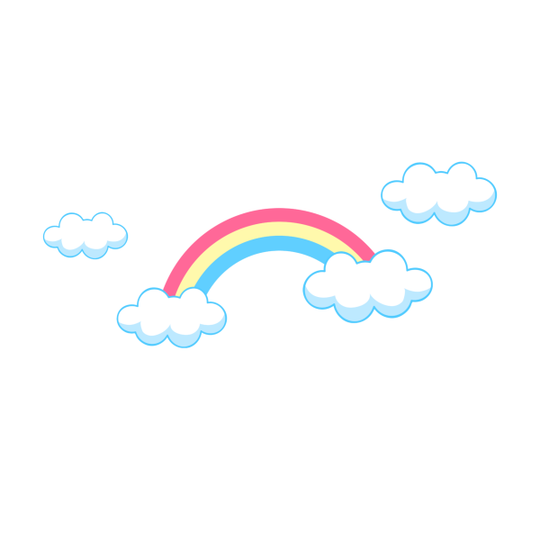 Радуга с облаками на белом фоне