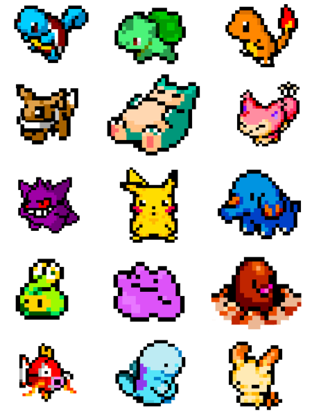 Пиксельные покемоны спрайт