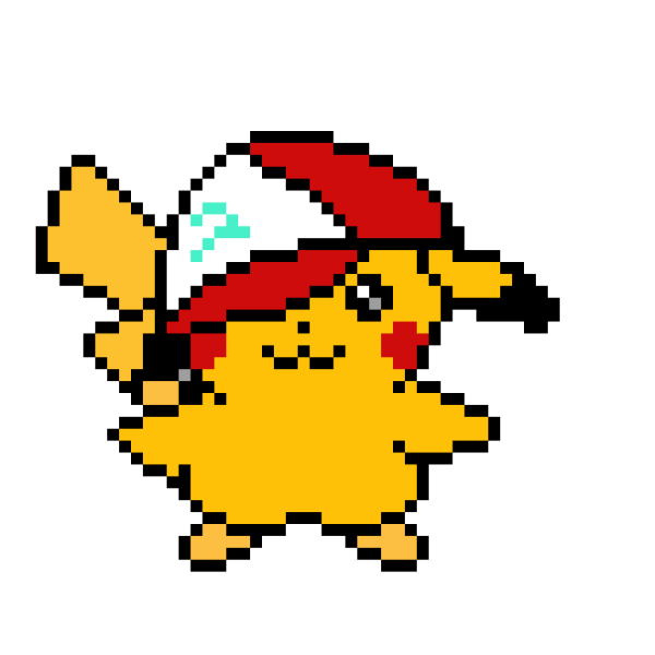 Рисунки по клеточкам Пикачу в новогодней шапке