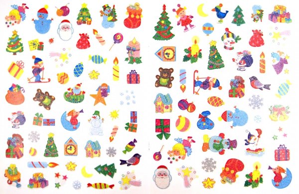 Наклейки для детей про новый год