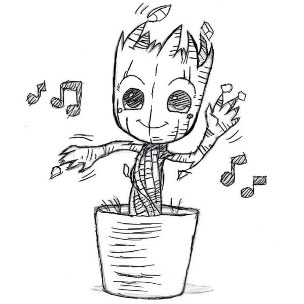 Малыш Грут карандашом