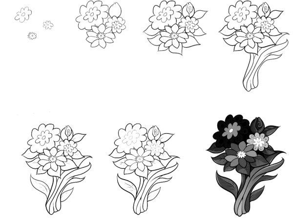 Букет цветов пошагово