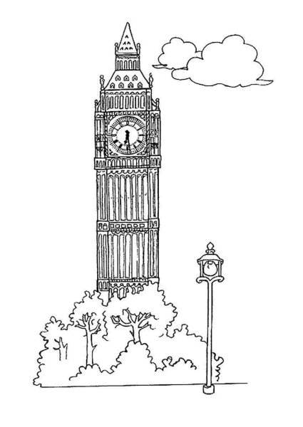 Биг Бен Лондон раскраска для детей