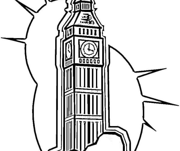 Биг Бен в Англии раскраска
