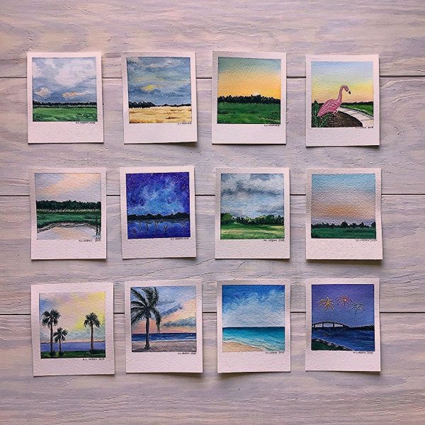 Полароидные снимки акварелью