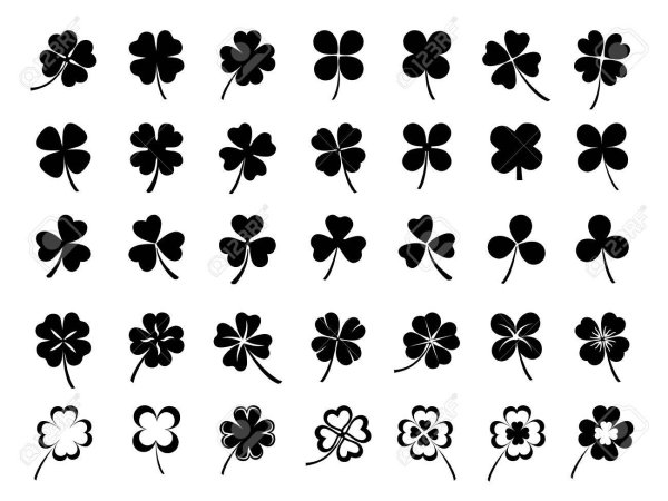 Эскизы тату Клевер четырехлистный черный