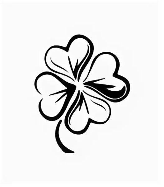 Клевер четырехлистный черно белый