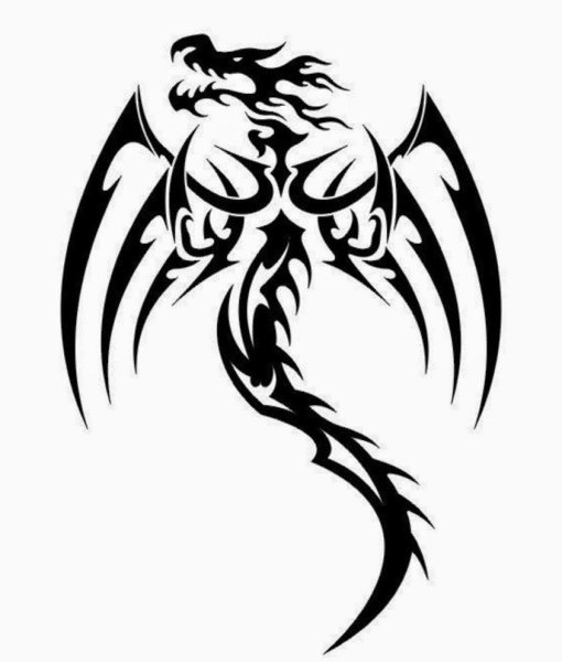 Тату дракон в стиле трайбл