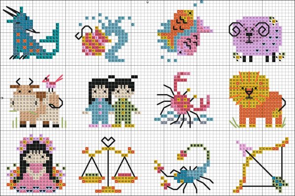 Вышивка крестом простые схемы для детей