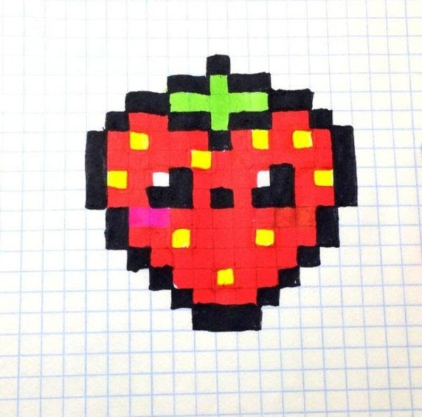 Рисунки по клеточкам клубника
