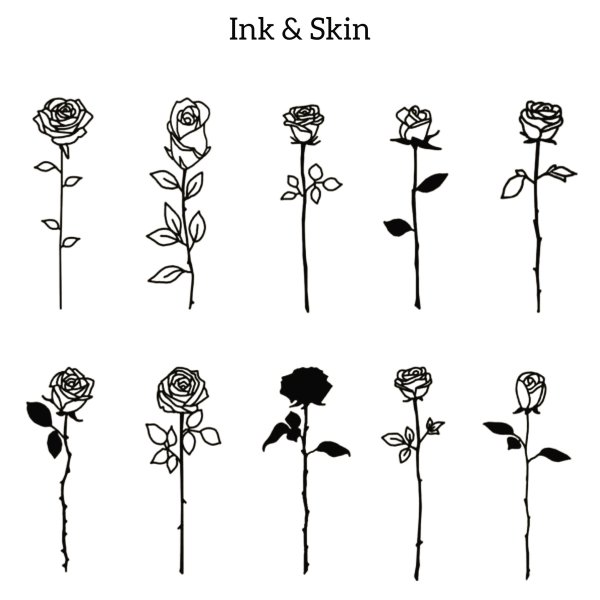 Тату роза эскиз маленькая