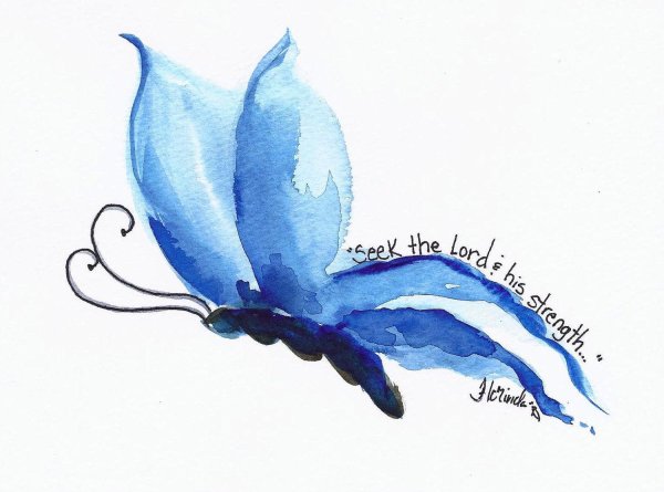 Рисунки акварелью в синих тонах