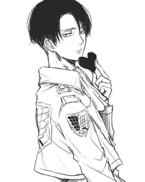 Атака титанов Леви черно белый