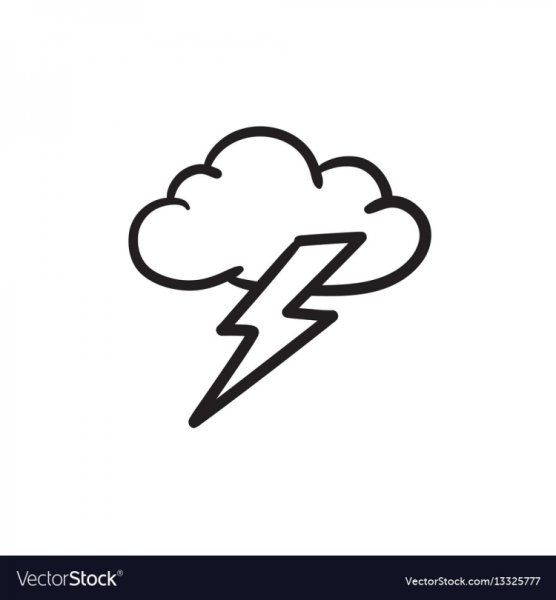 Облака с молнией эскиз