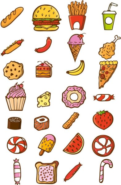 Простые рисунки еды