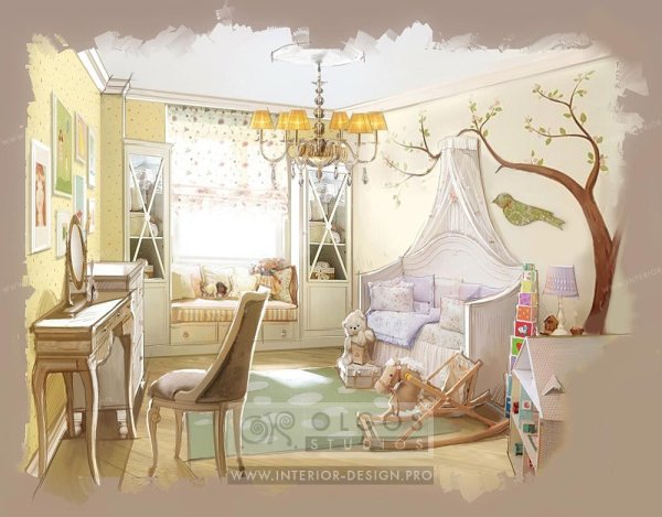 Детская комната акварель