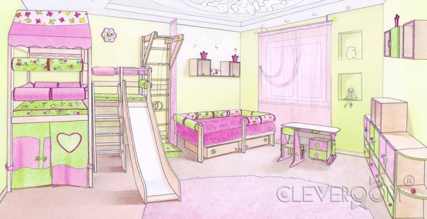 Комната девочки рисунок
