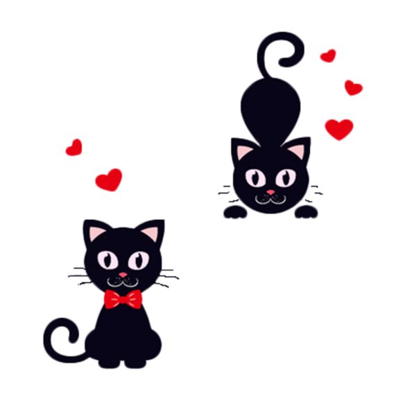 Чёрные наклейки на стену небольшие котики