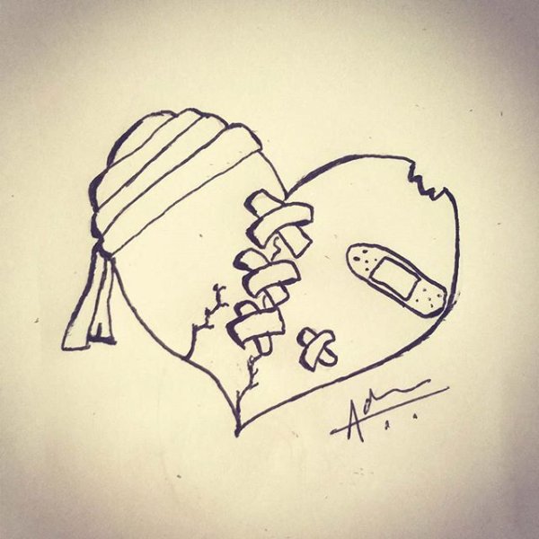 Разбитое сердце карандашом
