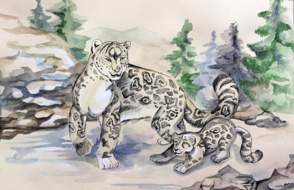 Снежный Барс сбоку вектор