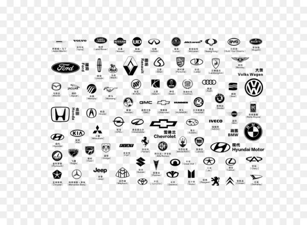 Значки автомобильных марок черно белые