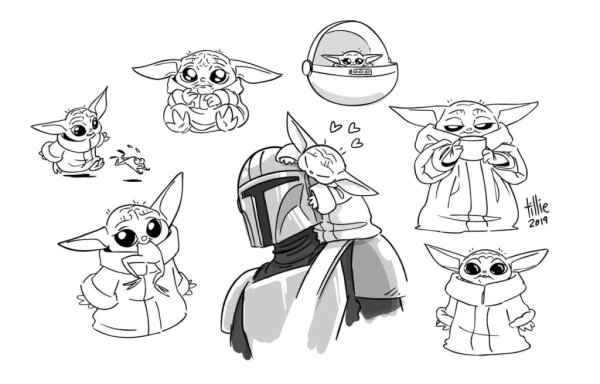 Раскраска Звездные войны малыш йода