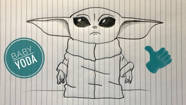 Бейби йода карандашом