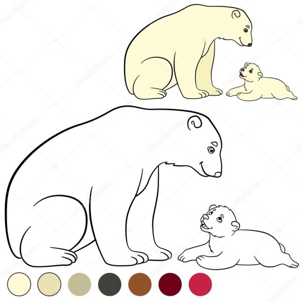 Трафарет белый медведь для детей