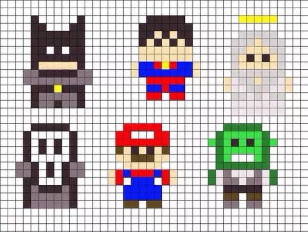 Рисунки по клеточкам радужные