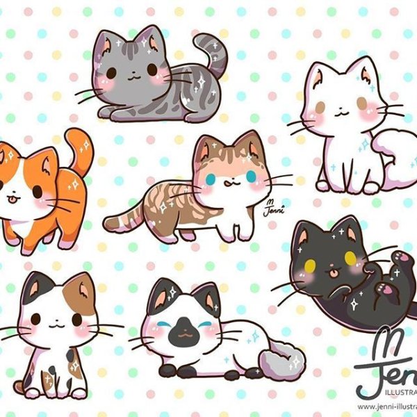 Наклейки кавайные с котятами