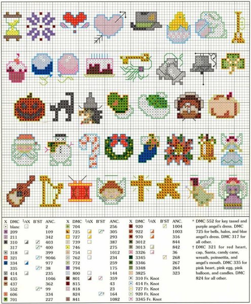 Мини схема вышивки крестом зайчики