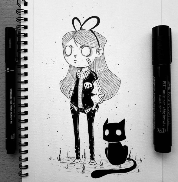 Черно белые рисунки для скетчбука легкие