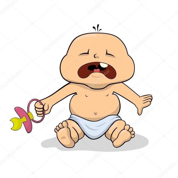 Ребенок в памперсе плачет