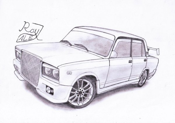 ВАЗ 2107 сзади рисунок