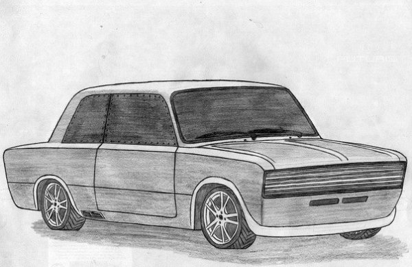 Жигули рисунок карандашом