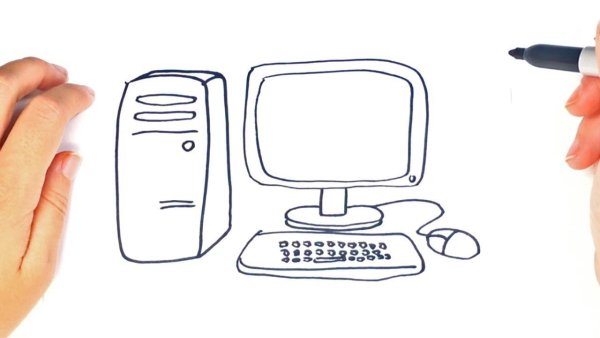Нарисованный ручкой компьютер
