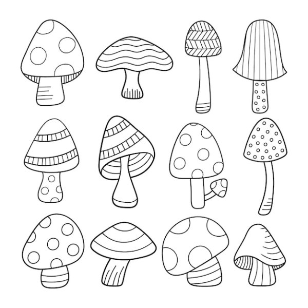 Грибы маленькие раскраска