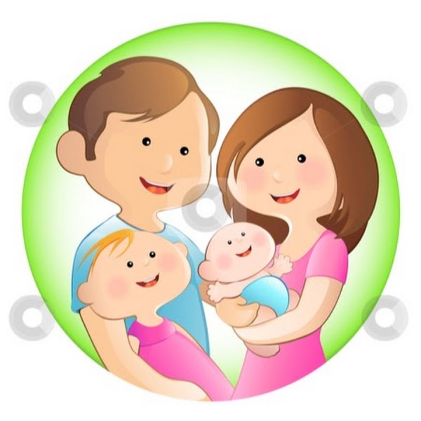 Мультяшная семья с 2 детьми