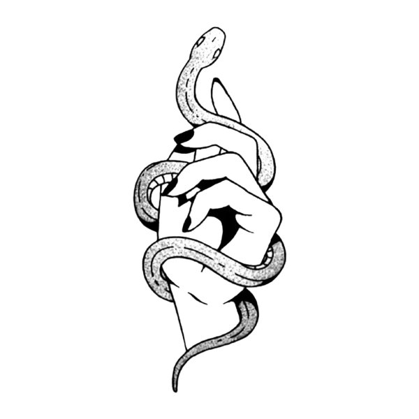 Тату змеи черно белое