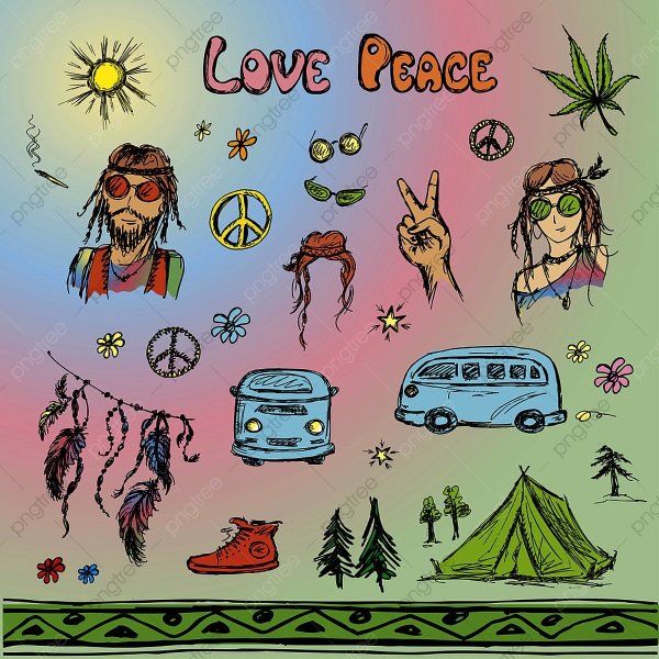 Маленькие рисунки хиппи
