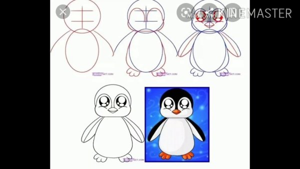 Пингвин трафарет