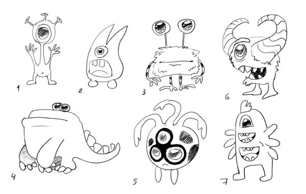 Монстрики картинки для срисовки легкие