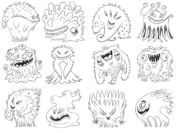 Расскраскамаленькие монстрики