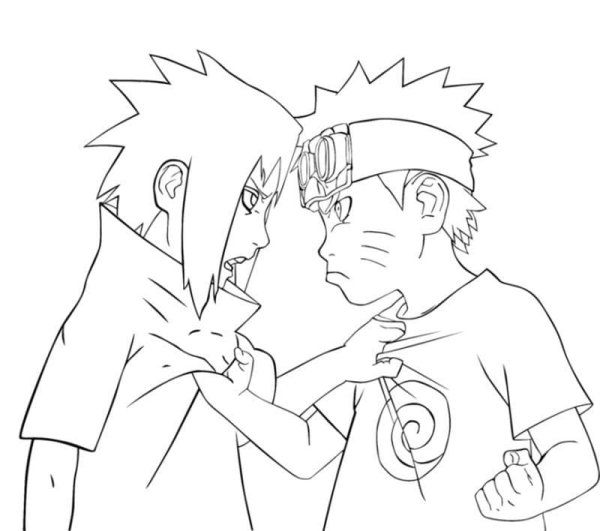 Наруто раскраска Наруто и Саске