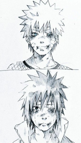 Рисование Наруто и Саске из аниме Наруто
