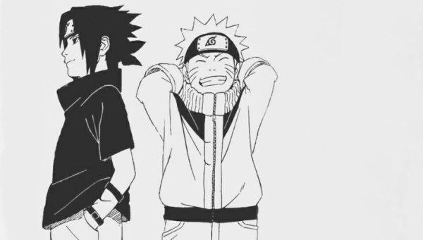 Наруто и Саске маленькие черно-белые