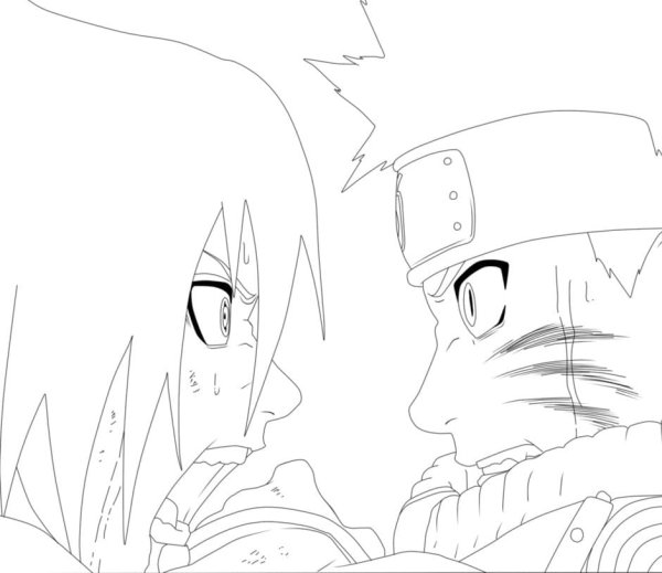 Разукрашка Саске против Наруто