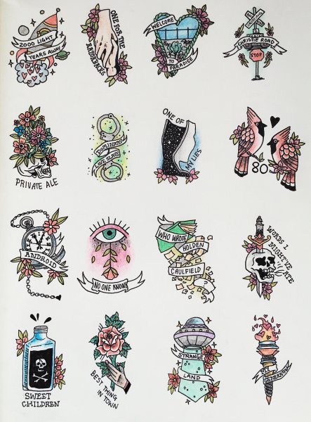 Эскизы маленьких татуировок в стиле панк