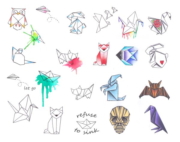 Тату оригами эскизы