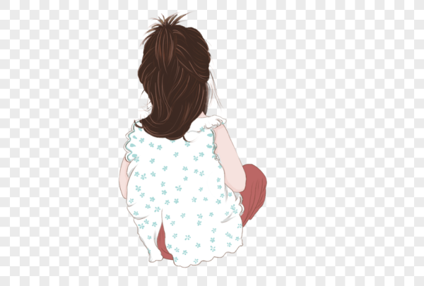 Девушка со спины рисунок на прозрачном фоне